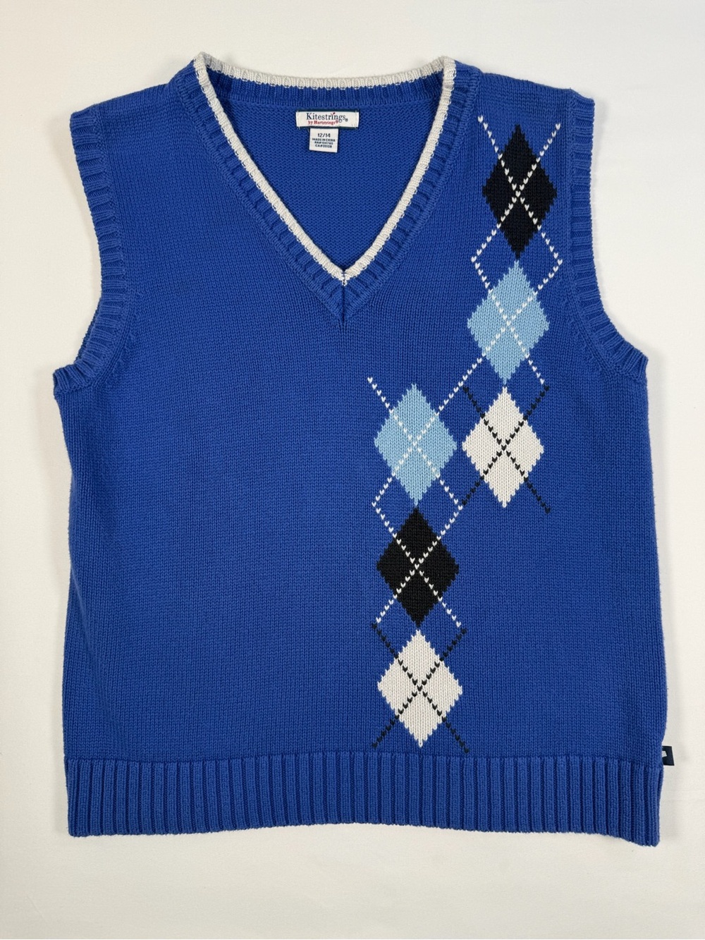 KITESTRINGS‎ BY HARTSTRINGS Boys’ Blue Argyle Knit Sweater Vest Academia 12/14